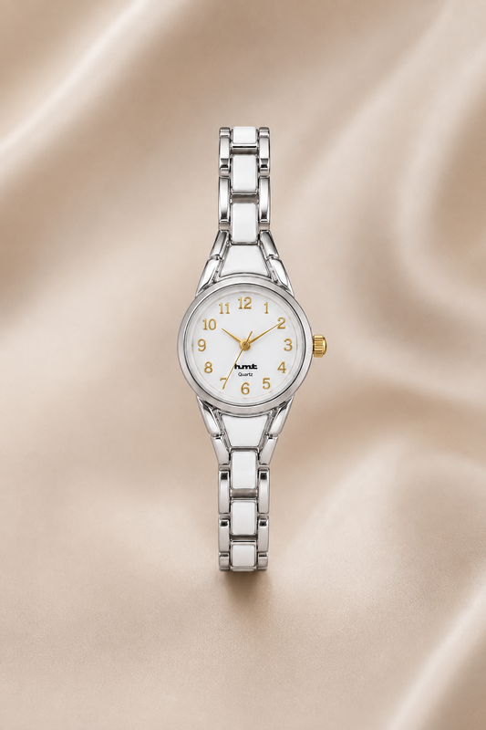 Elegant Anti-tarnish Silver and White Ceramic Women's Dress Watch