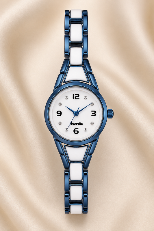 Elegant Anti-tarnish Blue and White Ceramic Women's Dress Watch