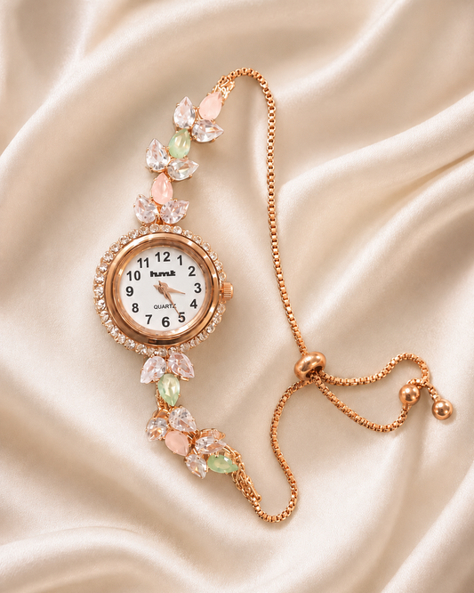 Blossom Rose Gold Anti-tarnish Adjustable Tassel Bracelet Watch