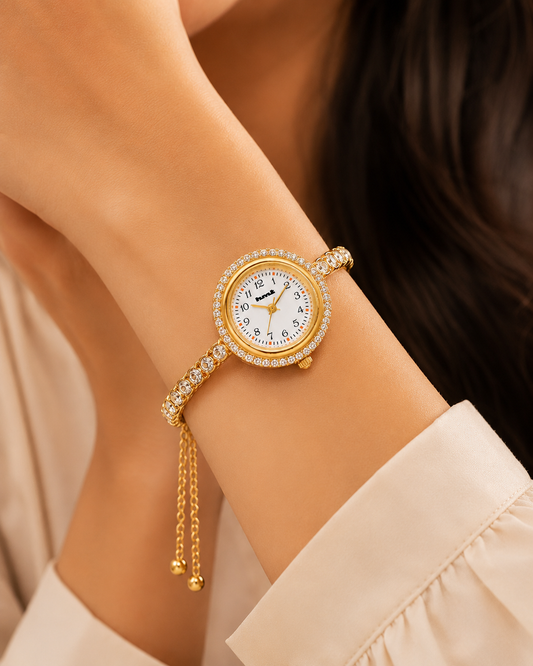 Anti-tarnish 18k Gold Plated Crystal Link Bracelet Watch