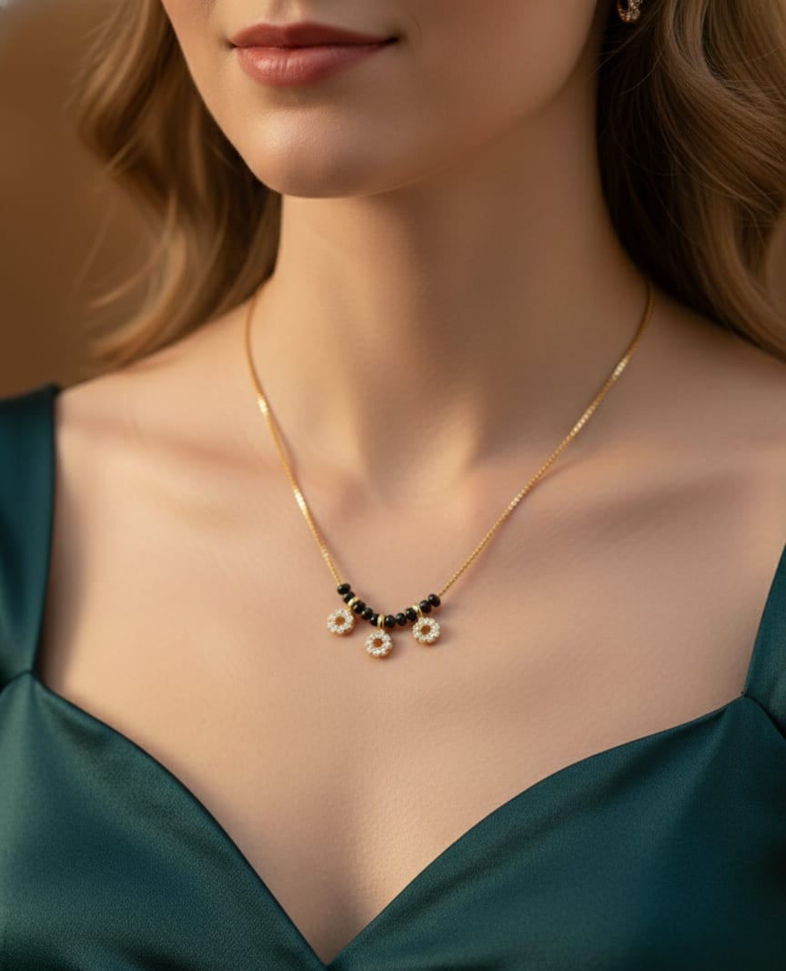 Daily Wear Gold Plated And Diamond Mangalsutra For Women