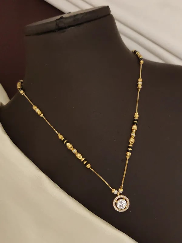 Micro Gold Plated And Diamond Studded Fancy Round Mangalsutra