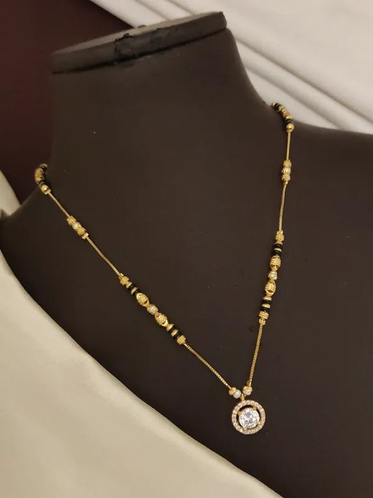 Micro Gold Plated And Diamond Studded Fancy Round Mangalsutra
