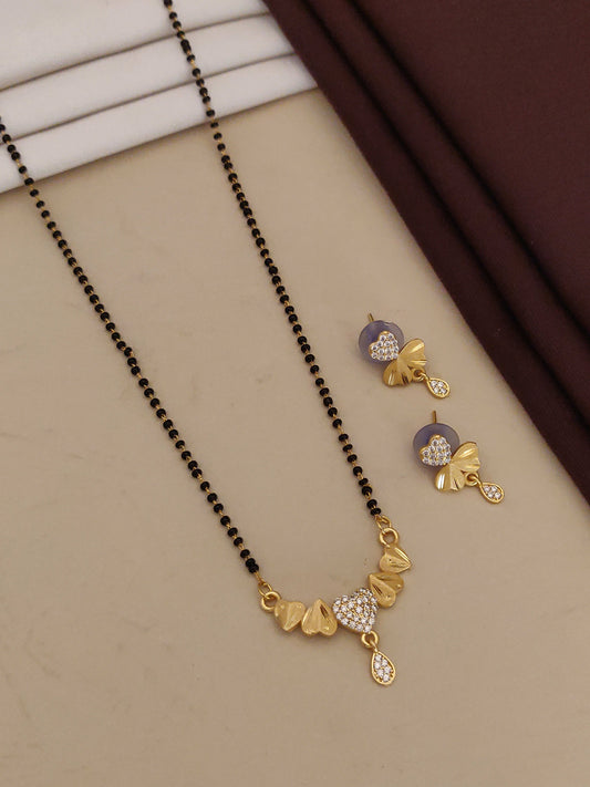 Forming And Diamond High Gold Plated Heart Mangalsutra