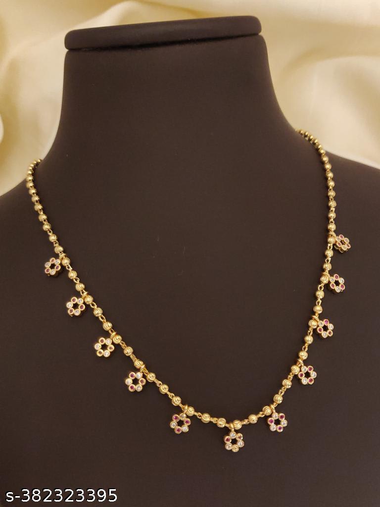 New Designer Premium Quality High Gold Plated And Diamond Fancy Chain For Girls