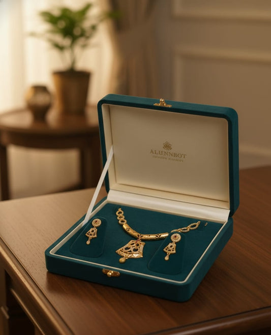 Micro Gold Plated And Diamond Studded Forming Square Necklace