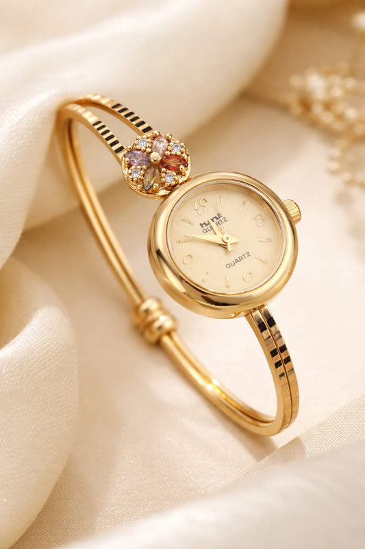 Stylish Gold-Tone Free Size Brass Women’S Watch Bracelet