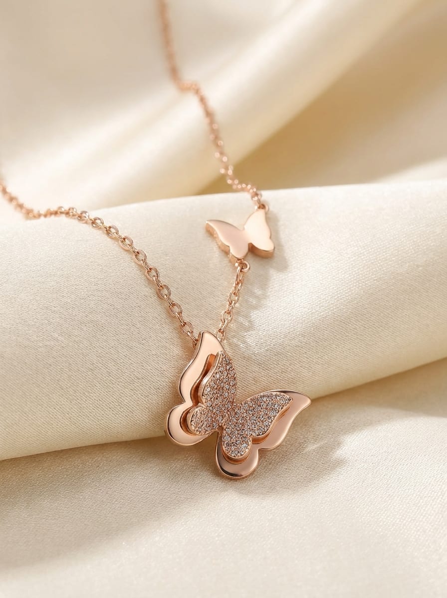 Rose Gold Plated Daily Wear Stainless Steel Butterfly Fancy Chain