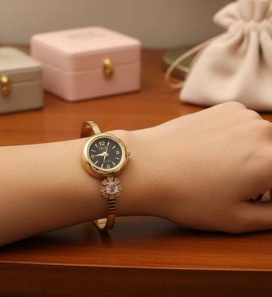 High Gold Plated And Diamond Adjustable Watch For Women