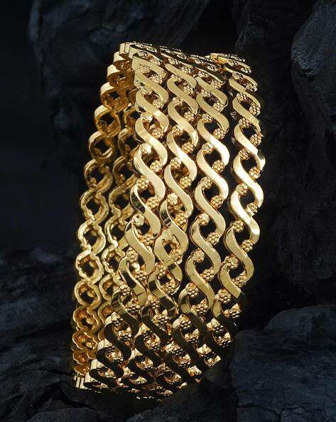 High Gold Plated Daily Wear Fancy Leaf Design 2 Pcs Bangle