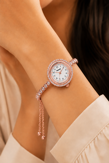 Anti-tarnish Rose Gold Plated Crystal Link Bracelet Watch