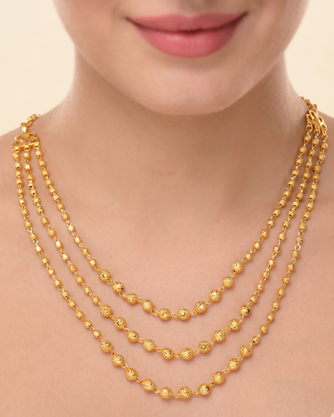 High Gold Tone Plated 3 Layer Ball Chain