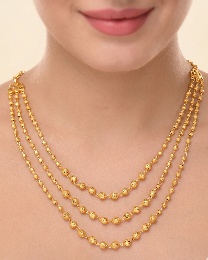 High Gold Tone Plated 3 Layer Ball Chain