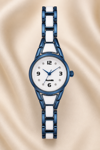 Elegant Anti-tarnish Blue and White Ceramic Women's Dress Watch