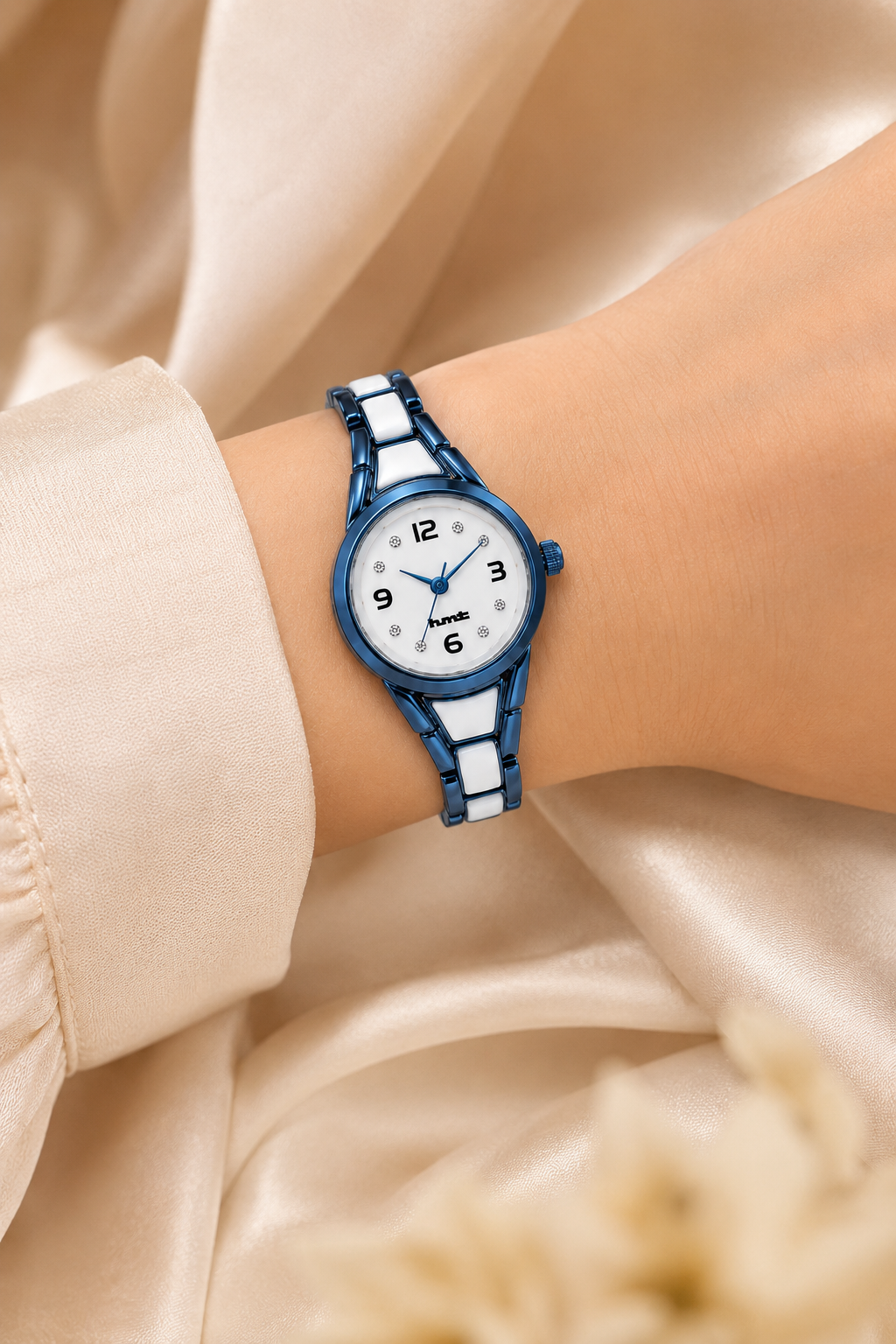 Elegant Anti-tarnish Blue and White Ceramic Women's Dress Watch