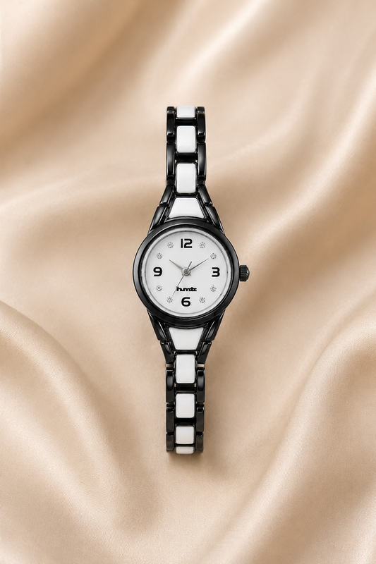 Elegant Anti-tarnish Black and White Ceramic Women's Dress Watch