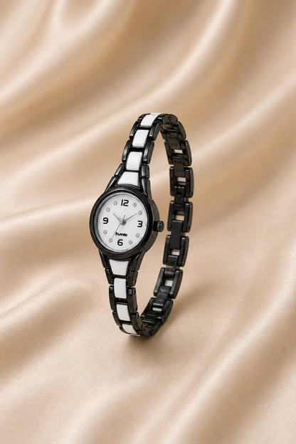 Elegant Anti-tarnish Black and White Ceramic Women's Dress Watch