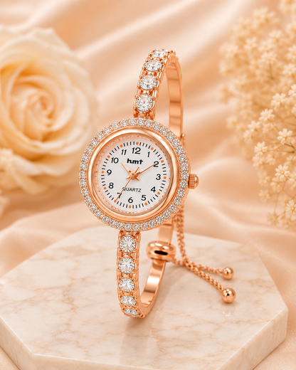 Anti-tarnish Rose Gold Plated Crystal Link Bracelet Watch