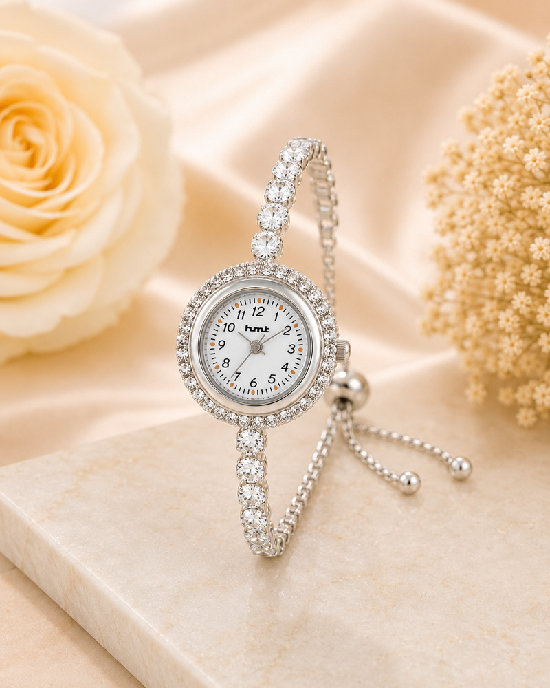 18k Silver Plated Crystal Link Bracelet Watch