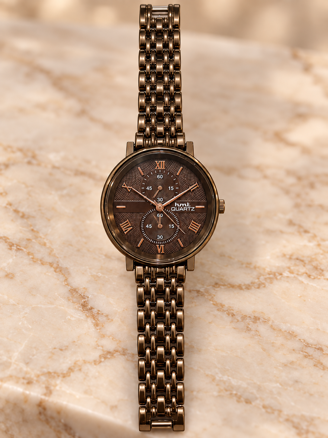 Copper Dial Metallic Analog Watch