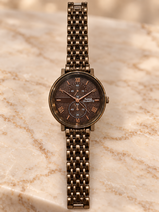 Copper Dial Metallic Analog Watch