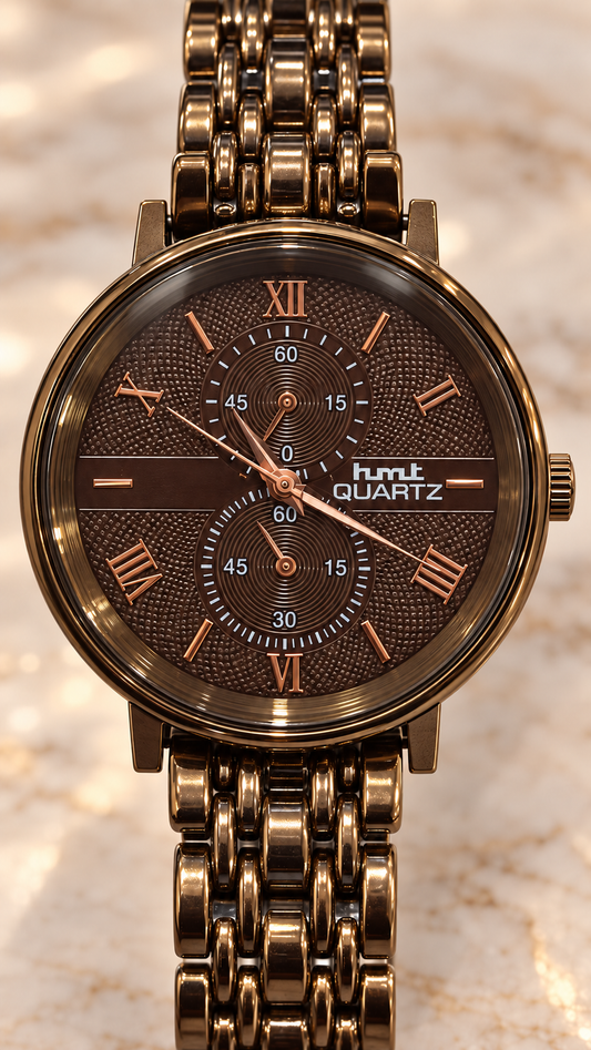 Copper Dial Metallic Analog Watch