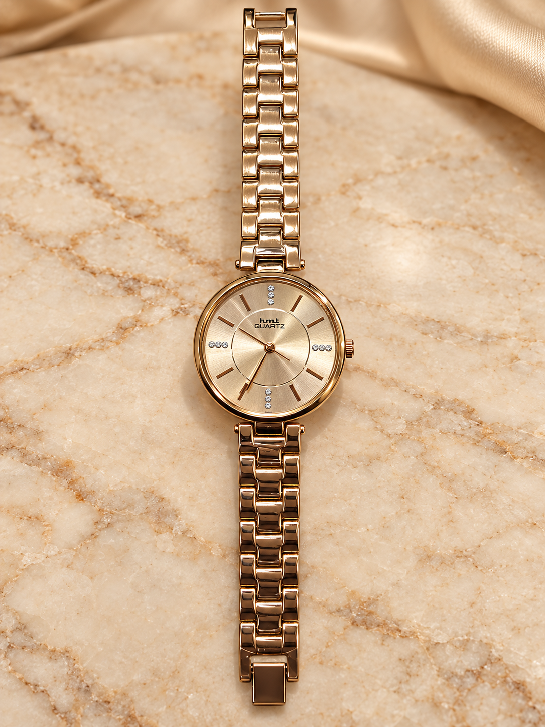 Lumi Quartz Rose Gold Crystal-Accented Minimalist Women’s Watch