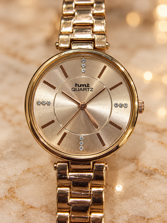 Lumi Quartz Rose Gold Crystal-Accented Minimalist Women’s Watch