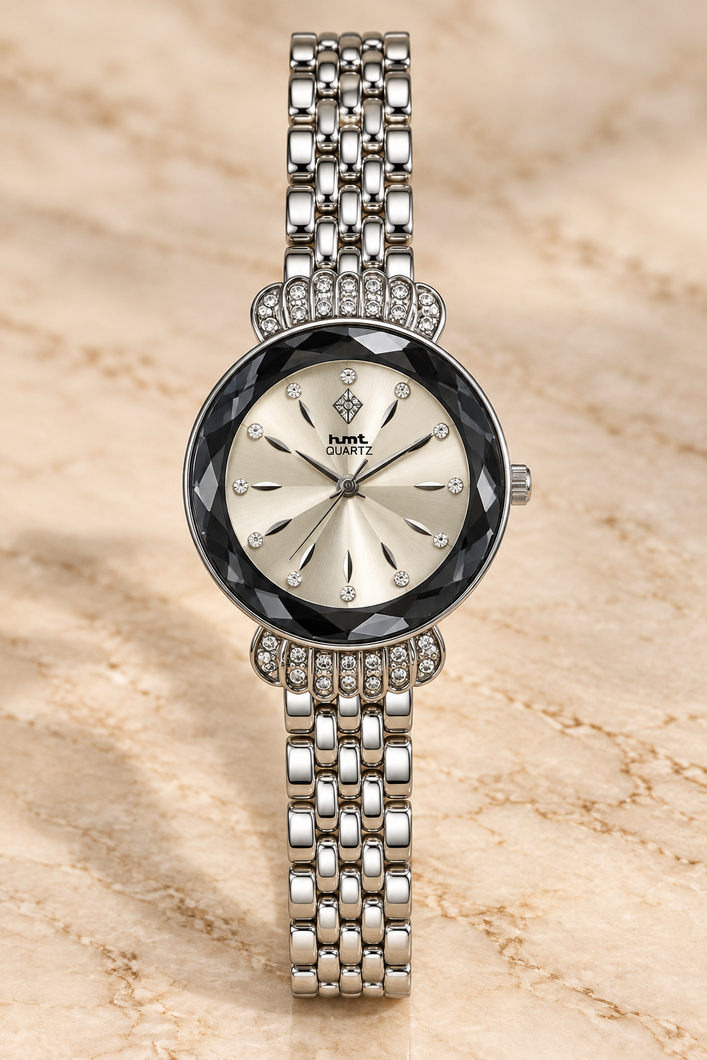 Trendy Diamond-Cut Crystal Analog Watch for Women