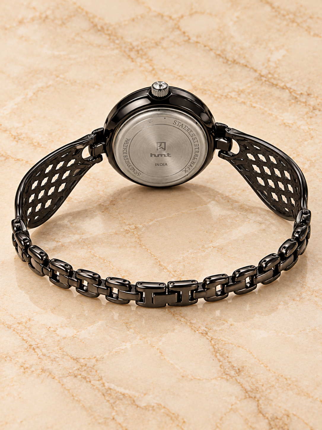 Women's Crystal Accent Black Bracelet Watch