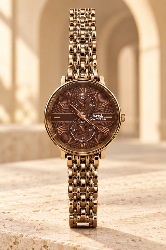 Women's Rose Gold Textured Dial Fashion Watch