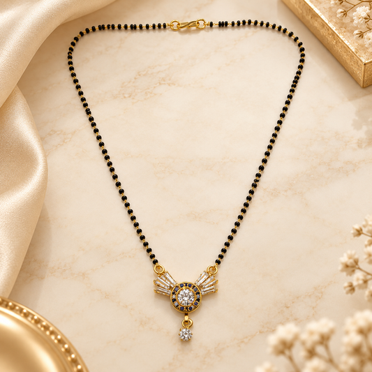 Gold Plated Winged Solitaire Mangalsutra