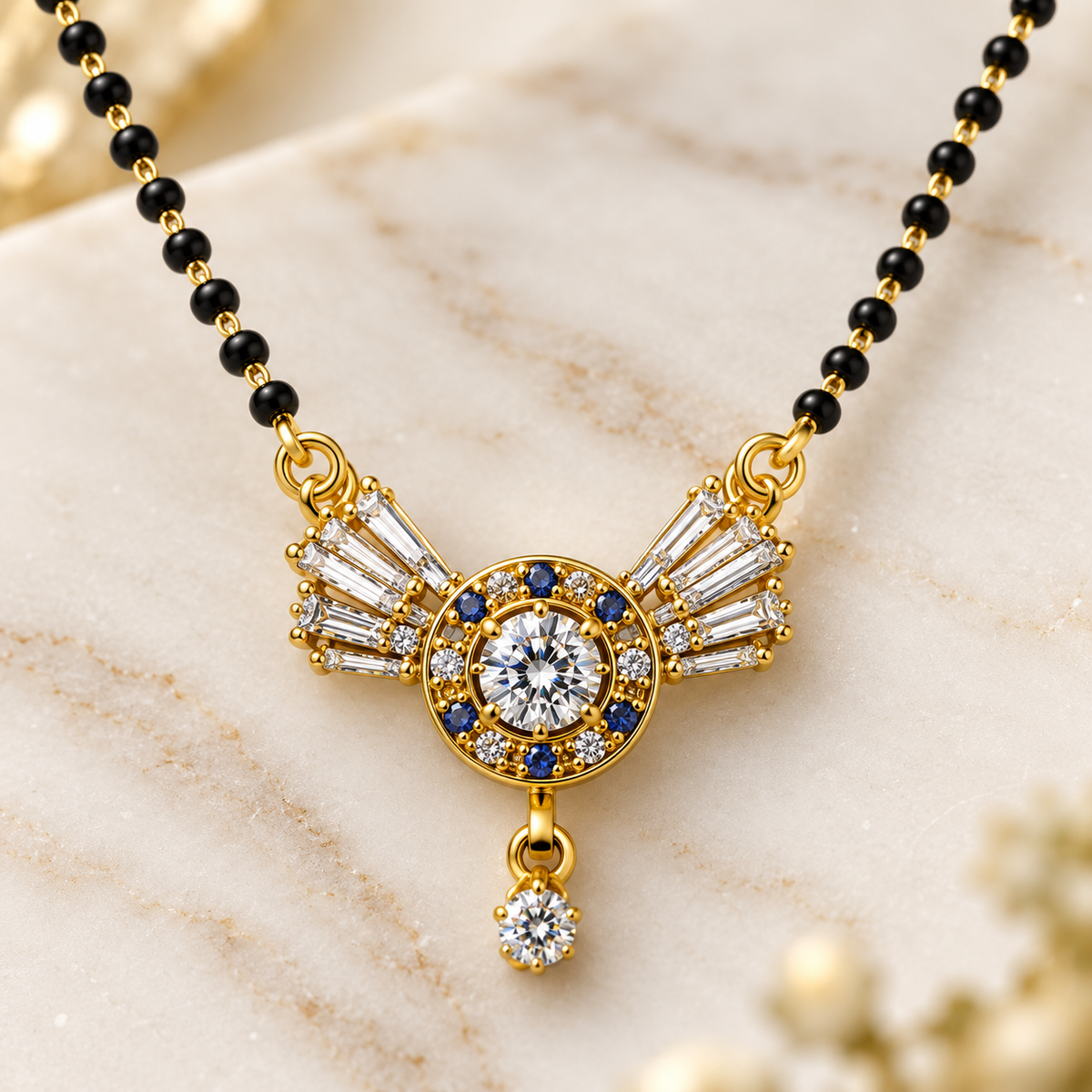 Gold Plated Winged Solitaire Mangalsutra