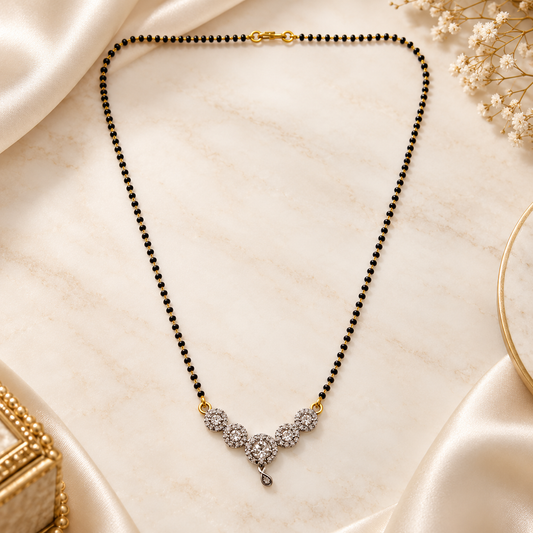 Modern V-Shaped American Diamond Gold Plated Daily Wear Mangalsutra