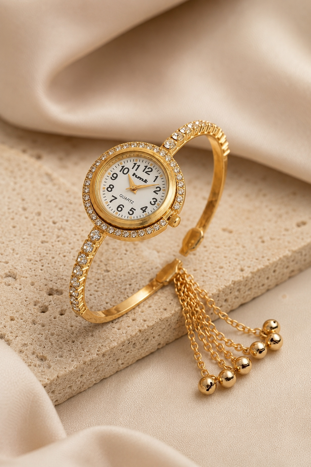 Anti-tarnish 18k Gold Plated Crystal Link Bracelet Watch