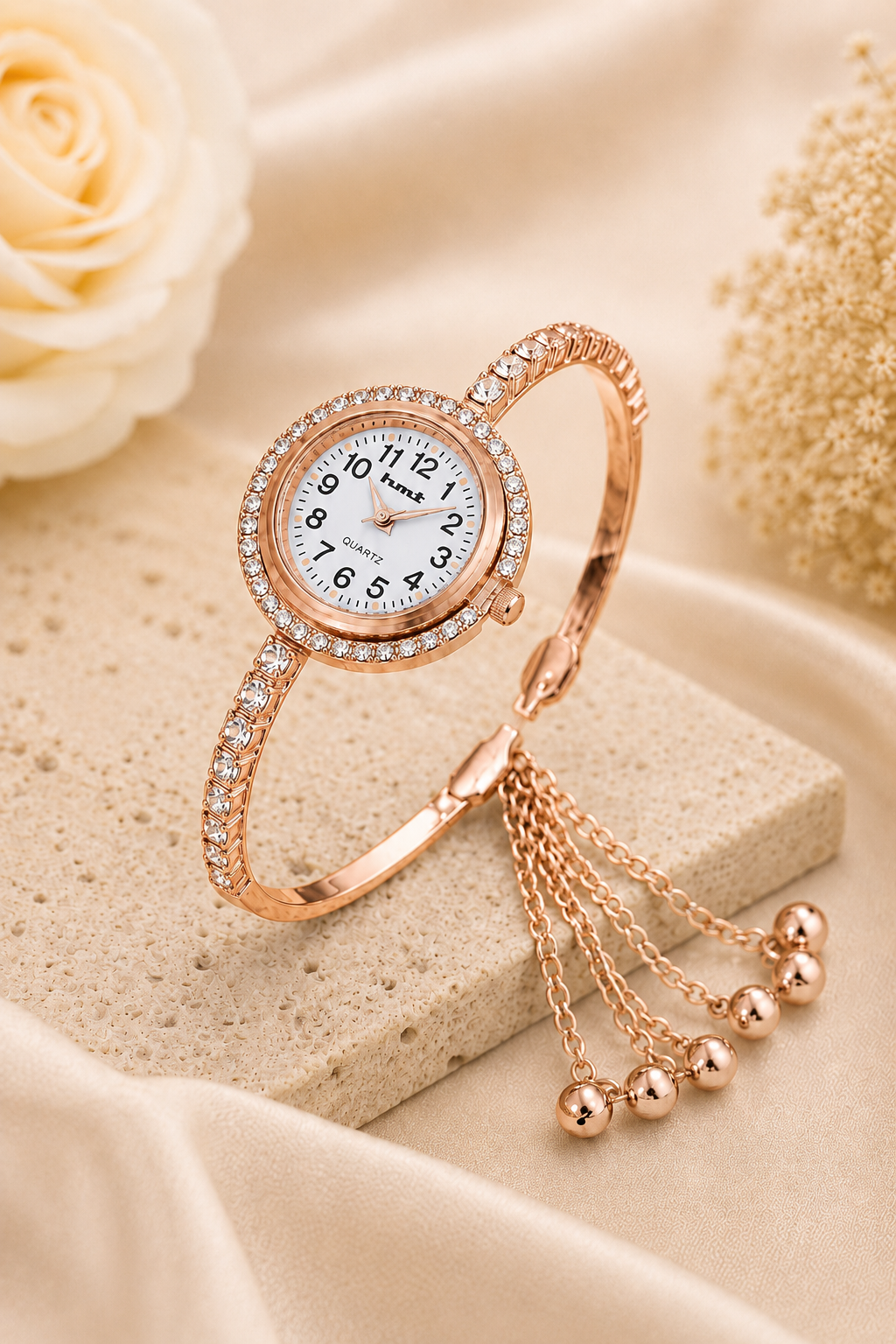 Anti-tarnish Rose Gold Plated Crystal Link Bracelet Watch