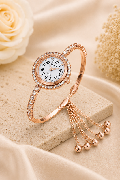 Anti-tarnish Rose Gold Plated Crystal Link Bracelet Watch