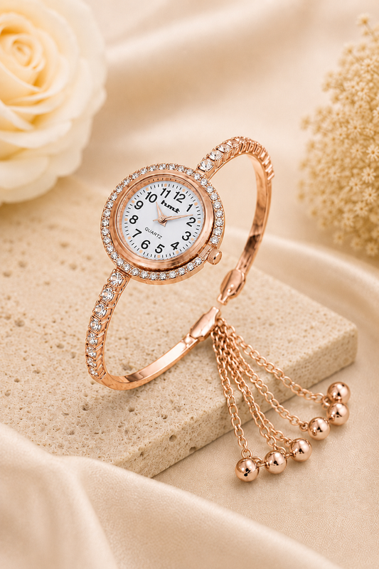 Anti-tarnish Rose Gold Plated Crystal Link Bracelet Watch