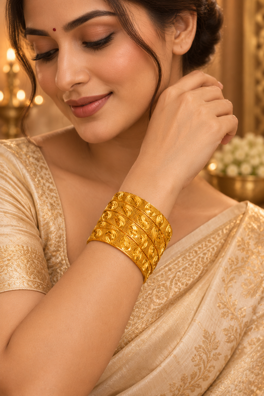 Elegant 1% Gold-Plated Anti-Tarnish Wave Bangles