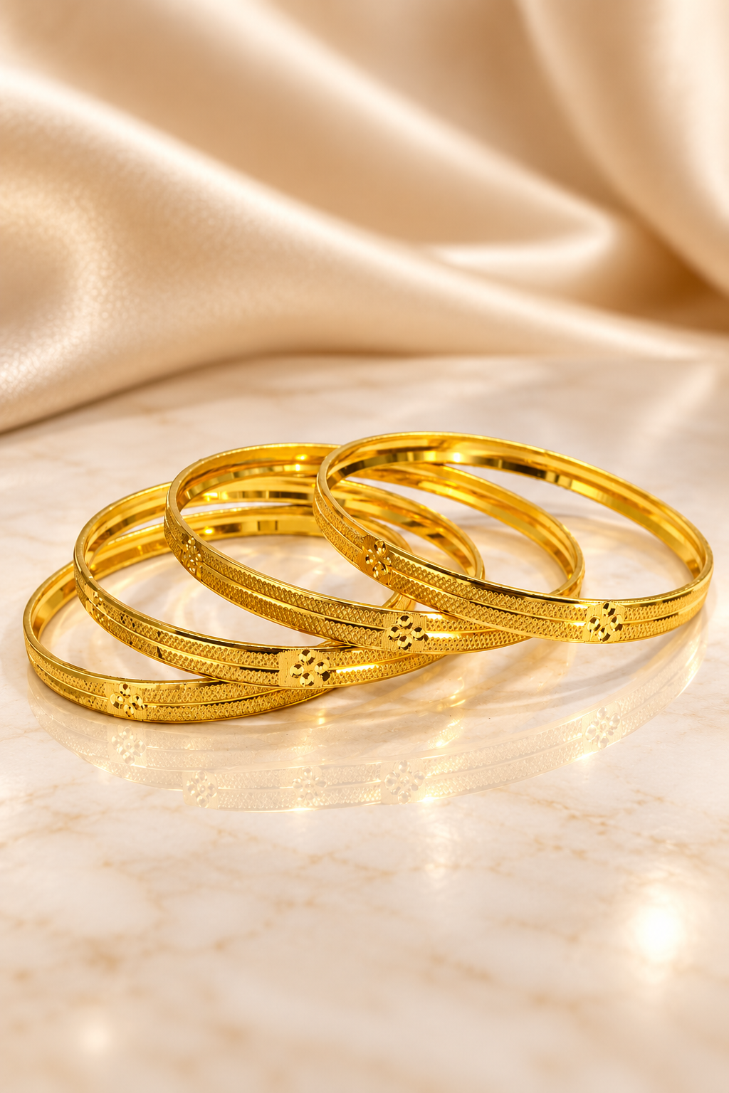 Elegant 1% Gold-Plated Anti-Tarnish Textured Bangles