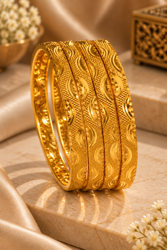 Elegant 1% Gold-Plated Anti-Tarnish Wave Bangles