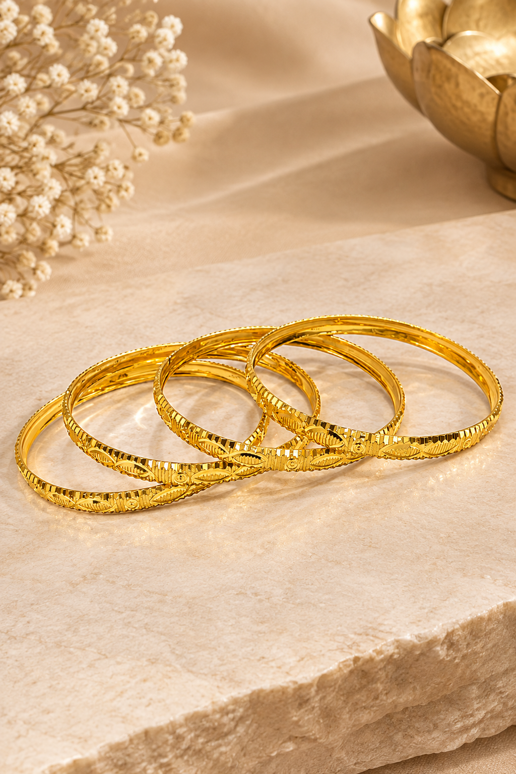 Elegant 1% Gold-Plated Intricate Filigree Bangles