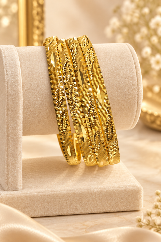 1% Gold Plated Anti-Tarnish Textured Kada Bangles