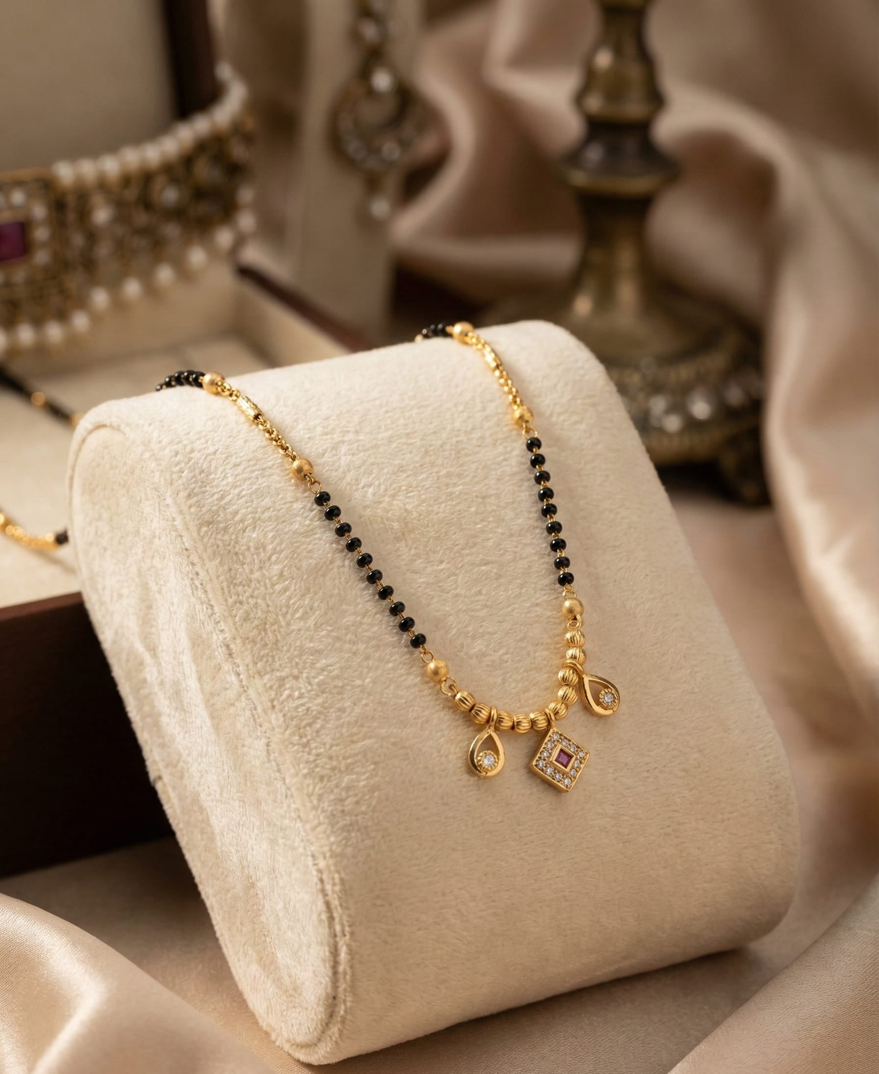 Daily Wear Micro Gold Plated And Stone Mangalsutra Necklace