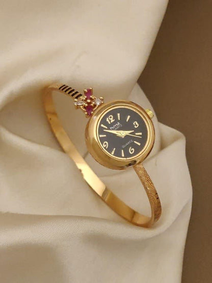 High Gold Plated Ruby Stone Adjustable Watch For Women