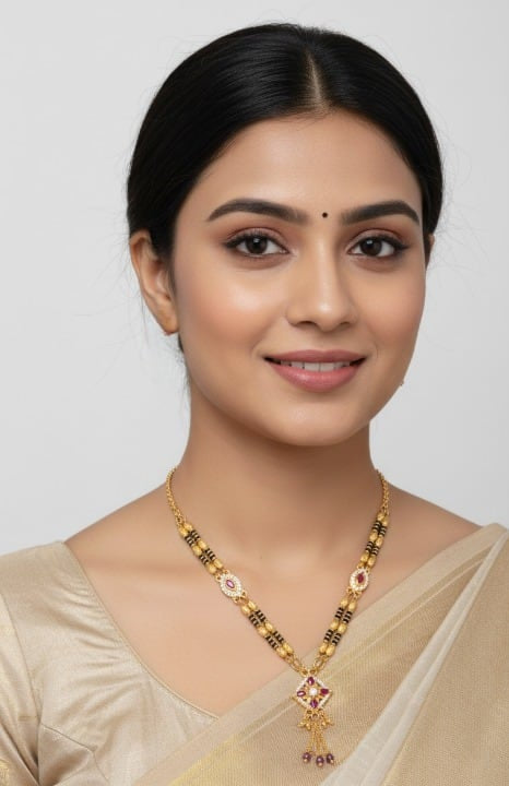 High Gold Plated And Diamond Studded Square Design Mangalsutra For Women