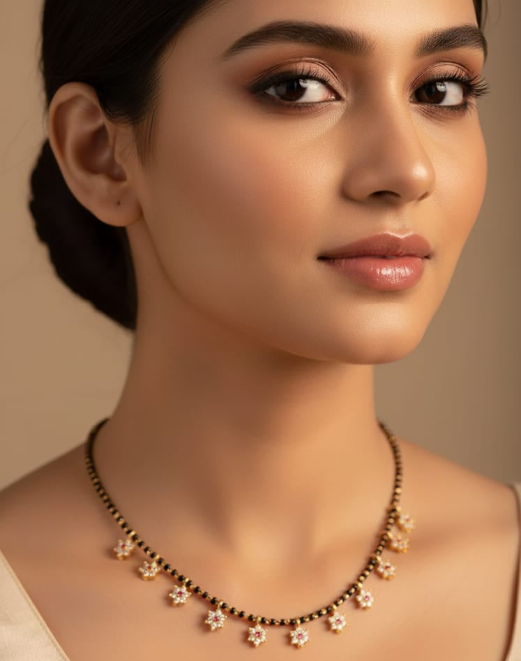 High Gold Plated And Diamond Fancy Star Mangalsutra For Women