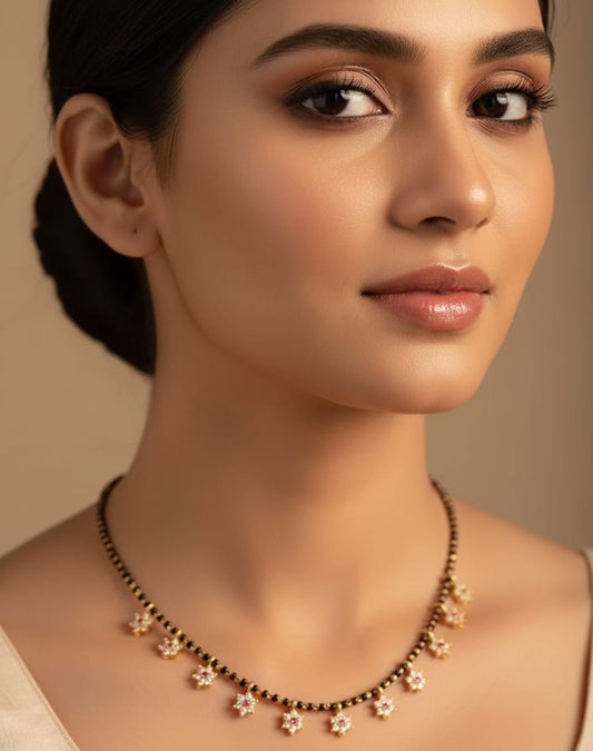 High Gold Plated And Diamond Fancy Star Mangalsutra For Women