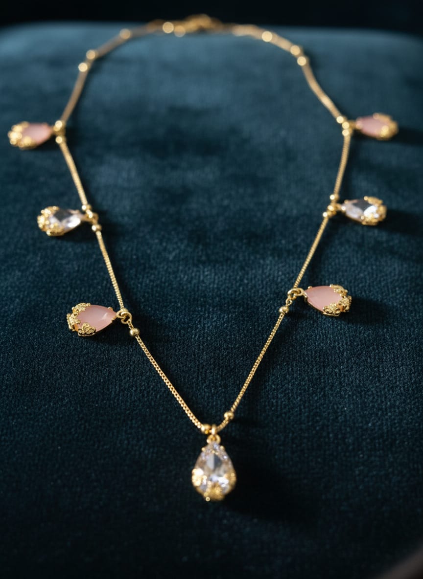 Elegant Dual-Tone Teardrop And Pendant Chain