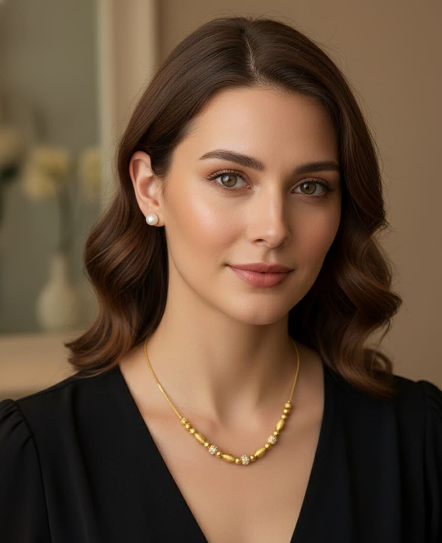 Elegant Micro Gold Plated Designer Bead Chain